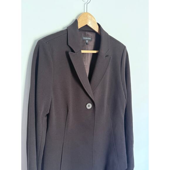EILEEN FISHER Viscose Stretch Ponte chocolate brown blazer + dress 2pc suit set - Picture 9 of 15